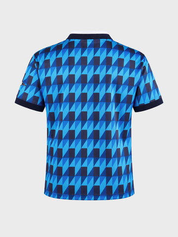 Men's Blue Relaxed Fit Graphic Printed Character Casual Polo T-Shirt