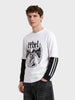 Men's White Oversized Fit Printed Casual T-Shirt