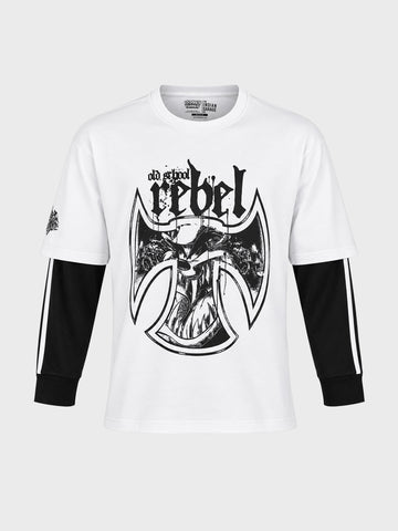 Men's White Oversized Fit Printed Casual T-Shirt