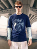 Men's Navy Oversized Fit Character Printed T-Shirt