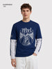 Men's Navy Oversized Fit Character Printed T-Shirt