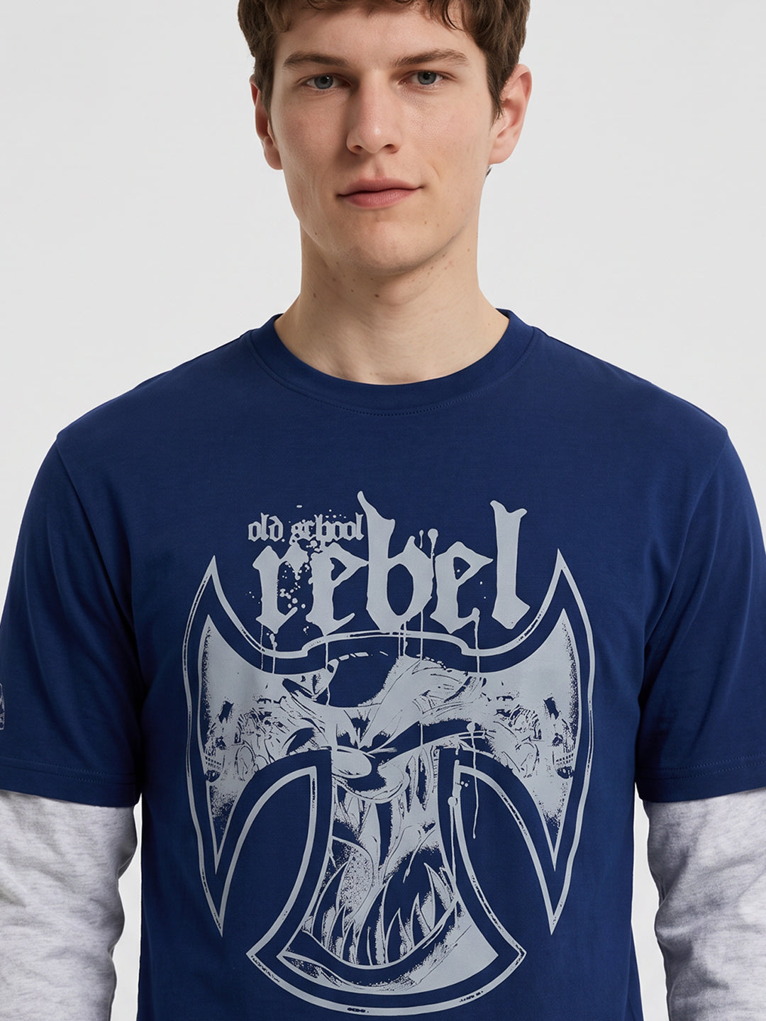 Men's Navy Oversized Fit Character Printed T-Shirt