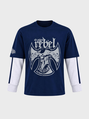 Men's Navy Oversized Fit Character Printed T-Shirt
