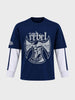 Men's Navy Oversized Fit Character Printed T-Shirt