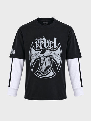 Men's Black Oversized Fit Character Printed Casual T-Shirt