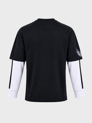 Men's Black Oversized Fit Character Printed Casual T-Shirt
