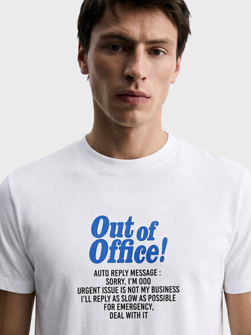 Men's White Regular Fit Printed Casual T-Shirt