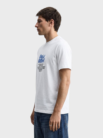 Men's White Regular Fit Printed Casual T-Shirt