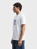 Men's White Regular Fit Printed Casual T-Shirt