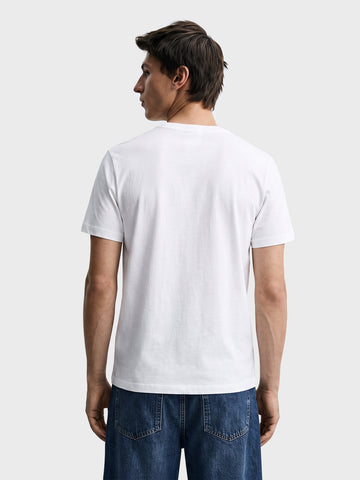 Men's White Regular Fit Printed Casual T-Shirt