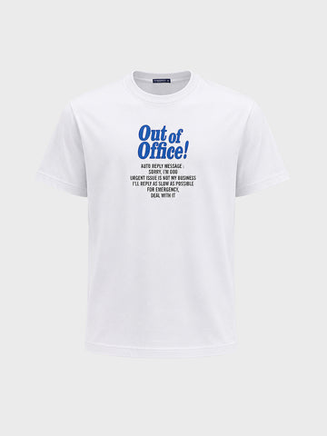 Men's White Regular Fit Printed Casual T-Shirt