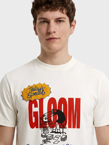 Men's Off White Regular Fit Printed Casual T-Shirt