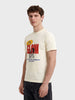 Men's Off White Regular Fit Printed Casual T-Shirt