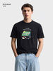 Men's Black Regular Fit Printed Casual T-Shirt