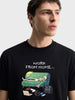 Men's Black Regular Fit Printed Casual T-Shirt
