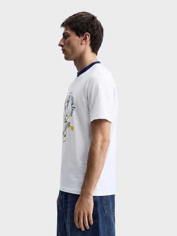 Men's White Regular Fit Printed Casual T-Shirt