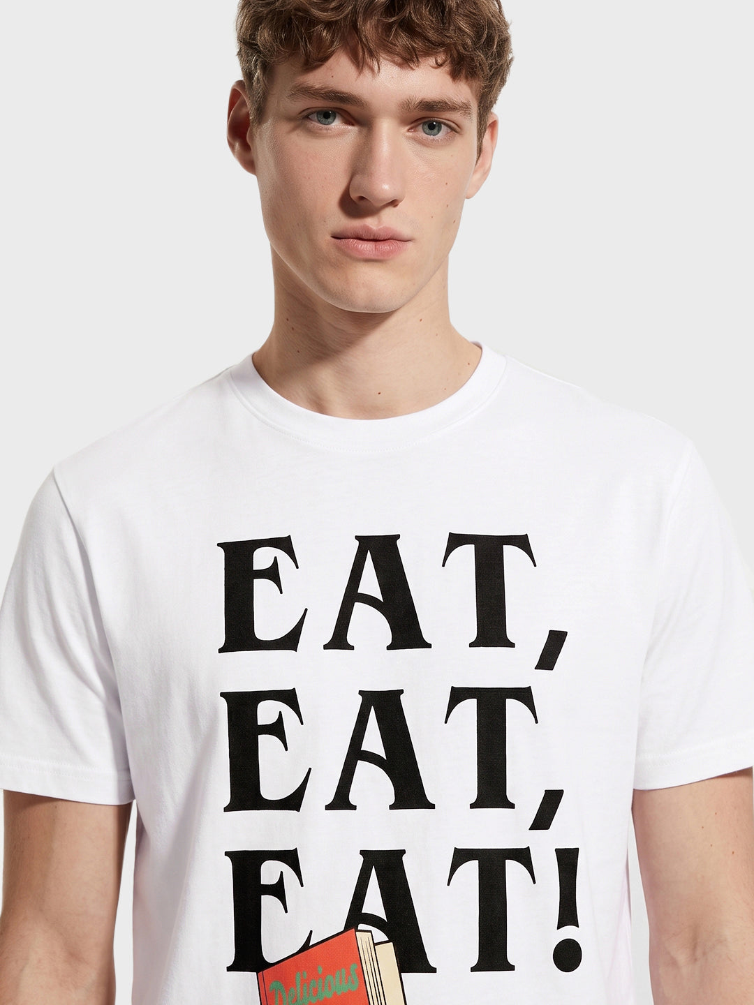 Men's White Regular Fit Character Printed Casual T-Shirt