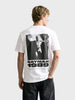 Men's White Regular Fit Graphic Printed Character Casual T-Shirt