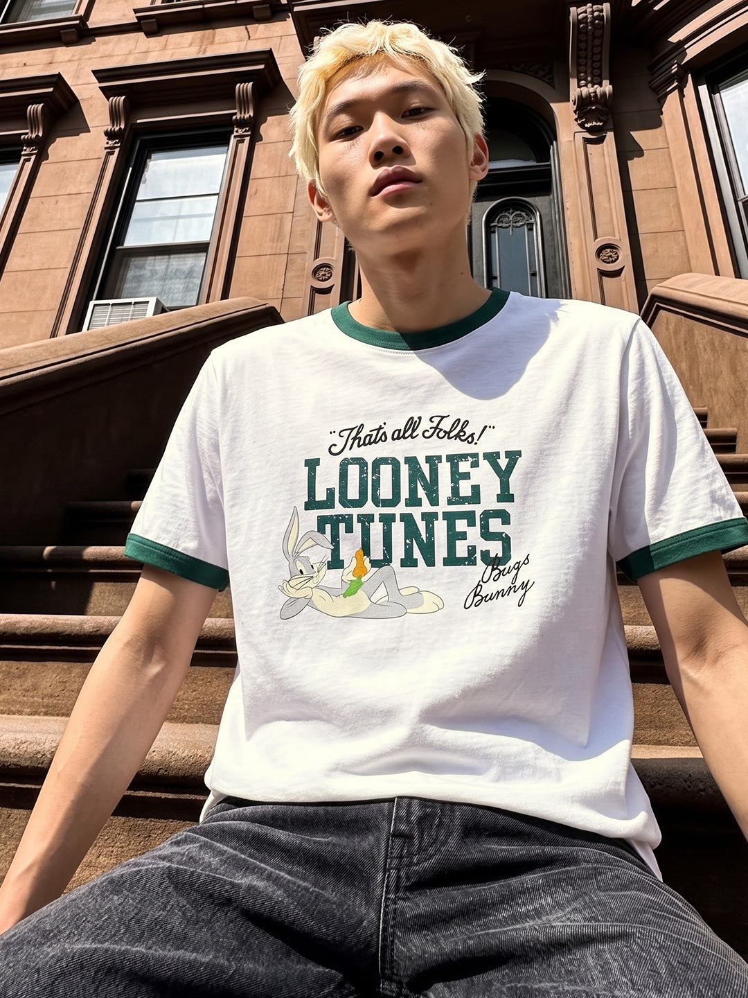 Men's White Regular Fit Graphic Printed Character Casual T-Shirt