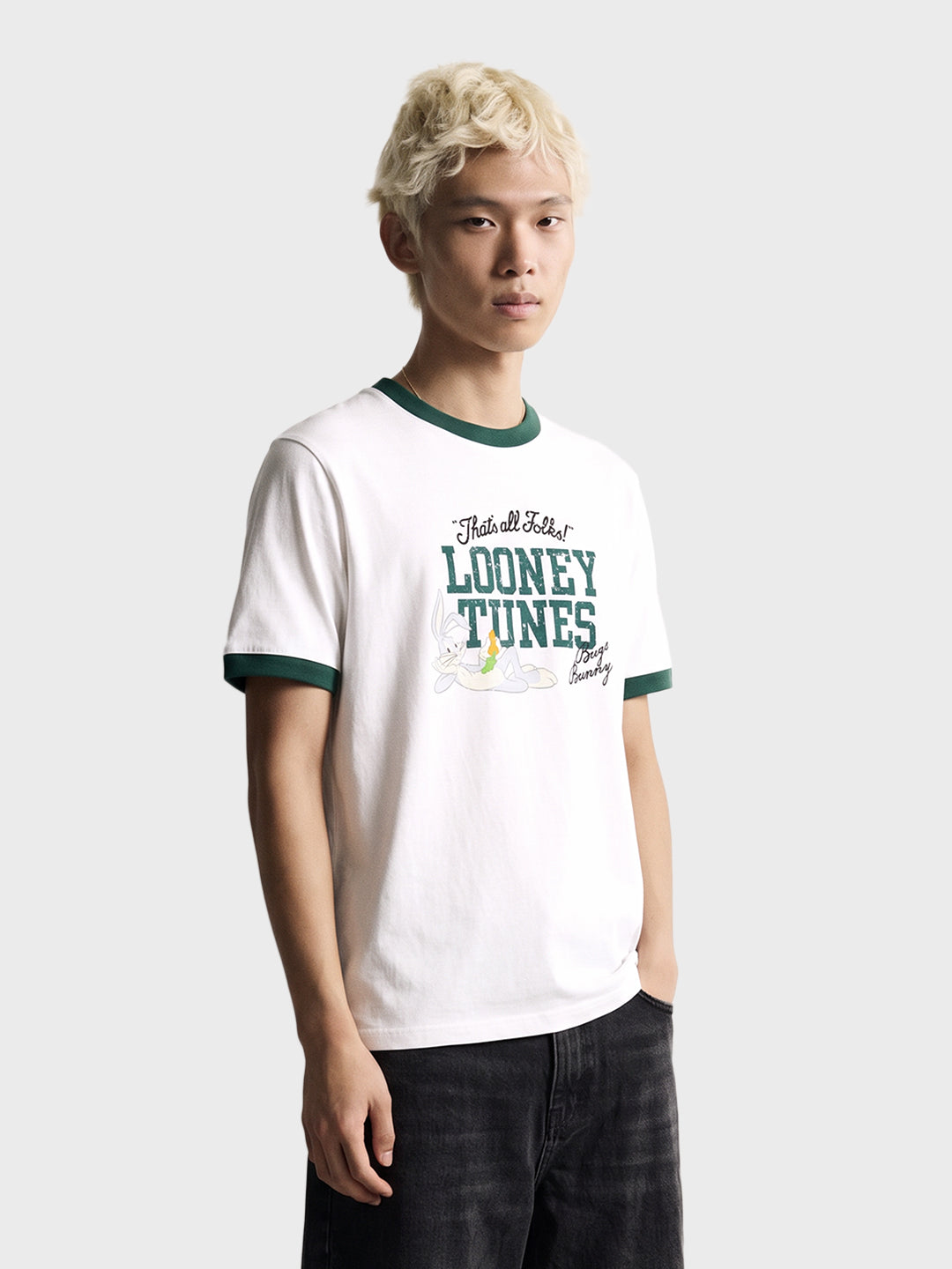 Men's White Regular Fit Graphic Printed Character Casual T-Shirt