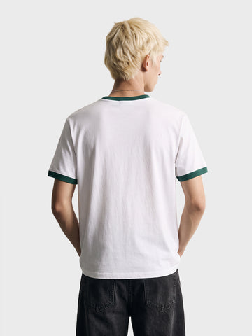 Men's White Regular Fit Graphic Printed Character Casual T-Shirt