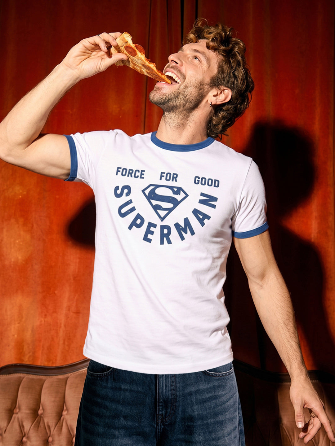 Men's White Regular Fit Graphic Printed Character Casual T-Shirt