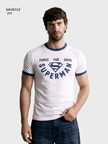 Men's White Regular Fit Graphic Printed Character Casual T-Shirt