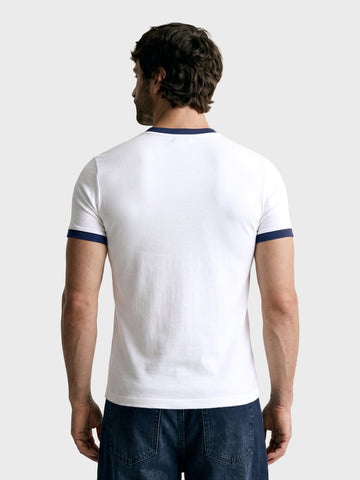 Men's White Regular Fit Graphic Printed Character Casual T-Shirt