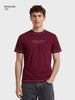 Men's Maroon Regular Fit Printed Casual T-Shirt