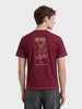 Men's Maroon Regular Fit Printed Casual T-Shirt