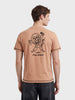 Men's Beige Regular Fit Printed Casual T-Shirt