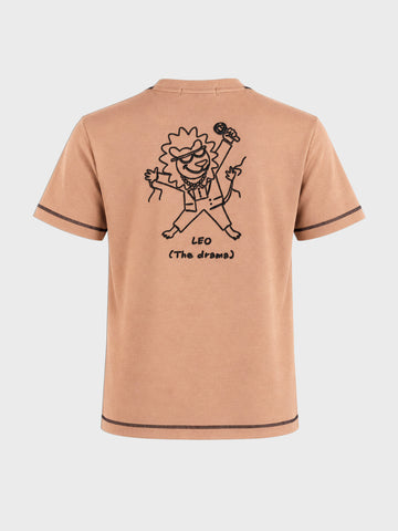 Men's Beige Regular Fit Printed Casual T-Shirt
