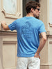 Men's Blue Regular Fit Printed Casual T-Shirt