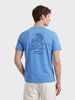 Men's Blue Regular Fit Printed Casual T-Shirt