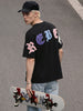 Men's Black Relaxed Fit Printed Casual T-Shirt