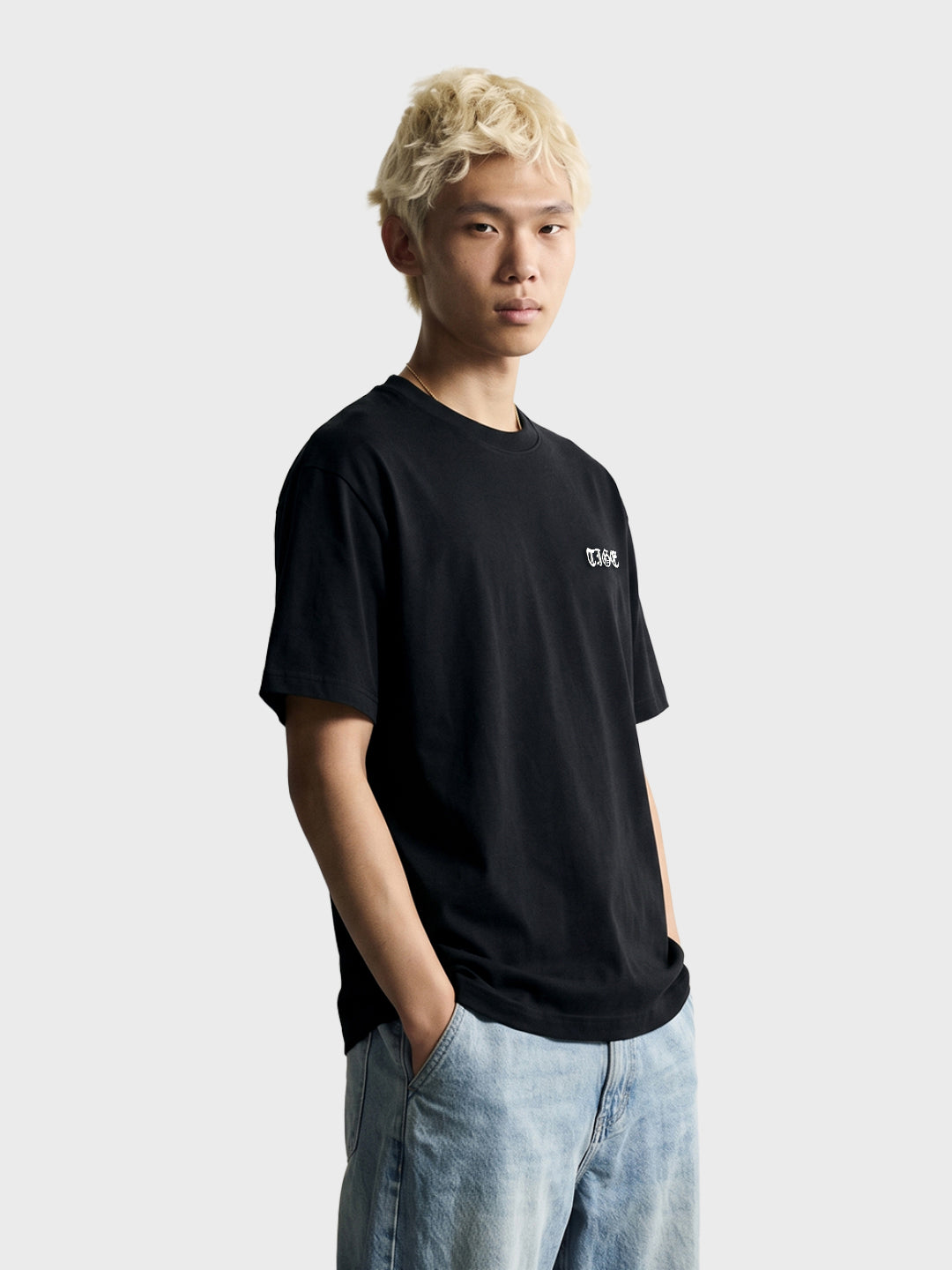 Men's Black Relaxed Fit Printed Casual T-Shirt