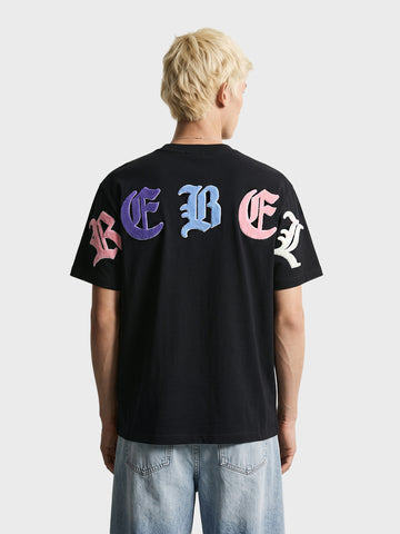 Men's Black Relaxed Fit Printed Casual T-Shirt