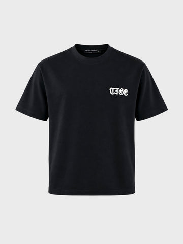 Men's Black Relaxed Fit Printed Casual T-Shirt