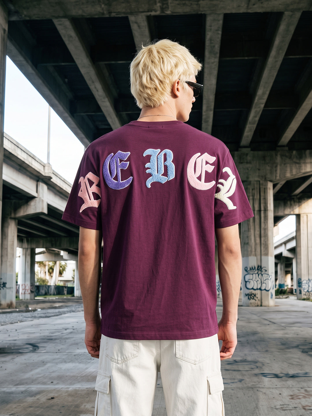 Men's Maroon Relaxed Fit Printed Casual T-Shirt