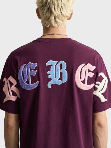 Men's Maroon Relaxed Fit Printed Casual T-Shirt