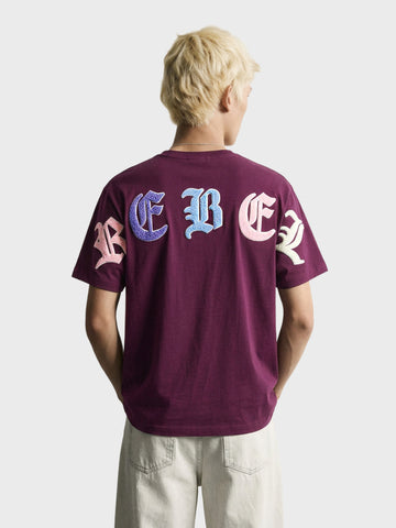 Men's Maroon Relaxed Fit Printed Casual T-Shirt