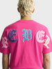 Men's Pink Relaxed Fit Printed Casual T-Shirt