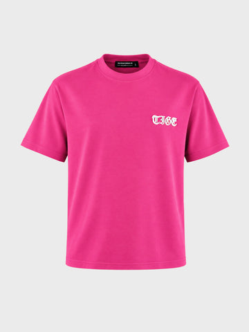 Men's Pink Relaxed Fit Printed Casual T-Shirt
