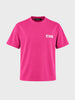 Men's Pink Relaxed Fit Printed Casual T-Shirt