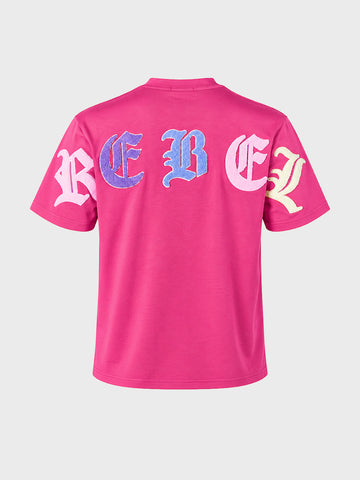Men's Pink Relaxed Fit Printed Casual T-Shirt