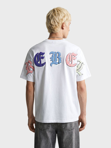 Men's White Relaxed Fit Printed Casual T-Shirt