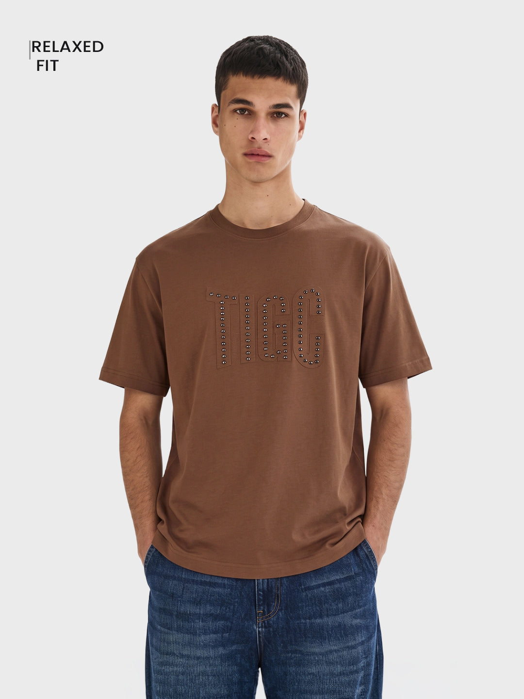 Men's Brown Relaxed Fit Solid Casual T-Shirt