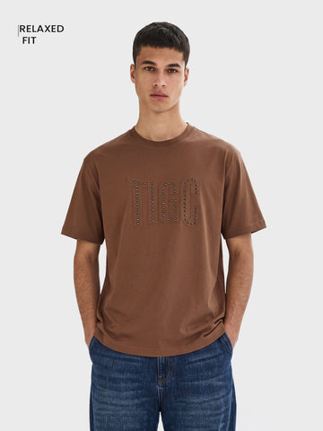 Men's Brown Relaxed Fit Solid Casual T-Shirt