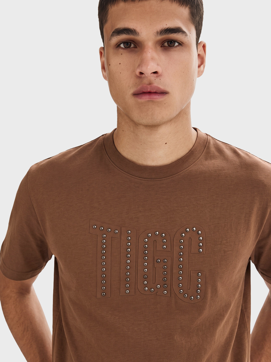 Men's Brown Relaxed Fit Solid Casual T-Shirt