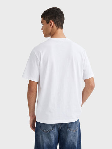 Men's White Relaxed Fit Solid Casual T-Shirt
